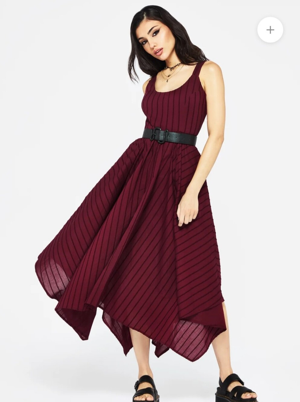 Blythe Cotton Handkerchief Hem Midaxi Dress - Burgundy